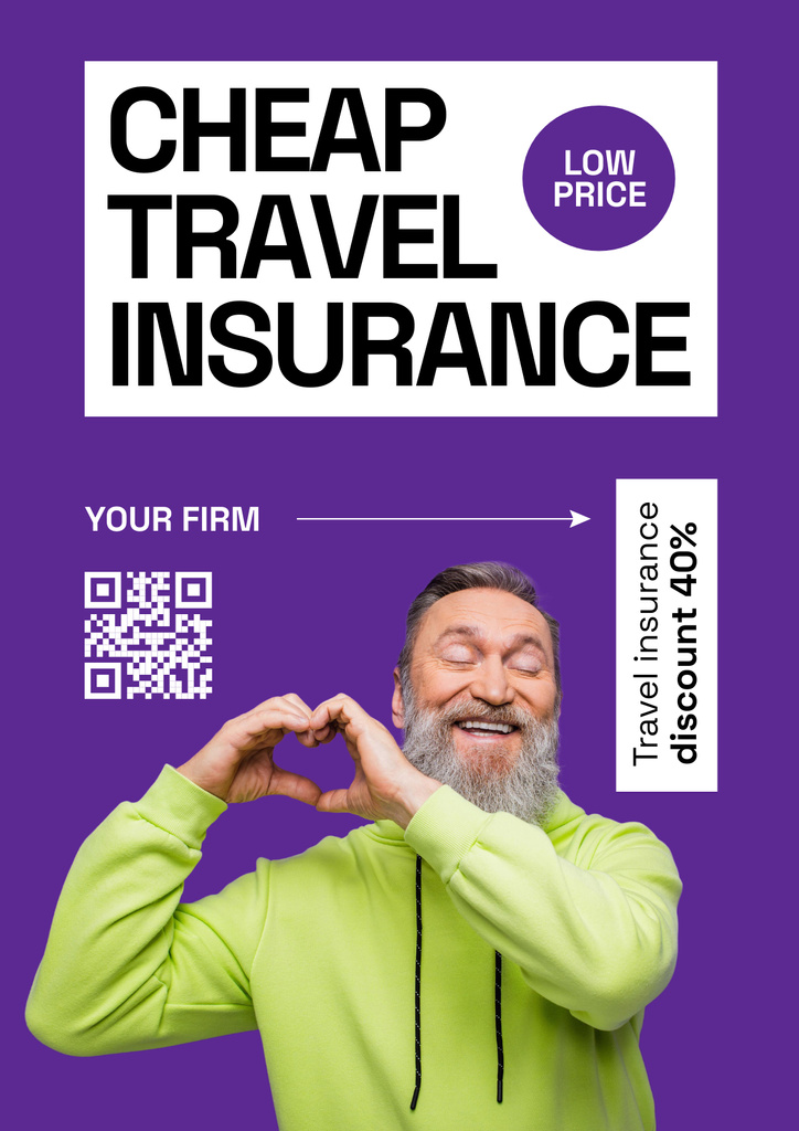 Plantilla de diseño de Offer of Cheap Travel Insurance Poster 