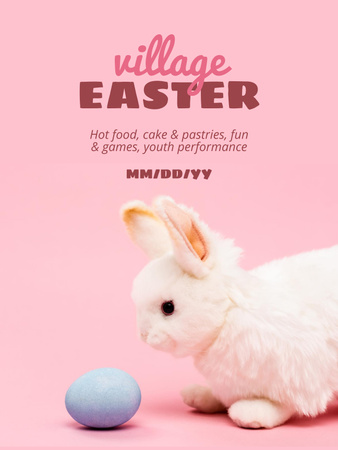 Easter Holiday with Cute Bunny Poster US Design Template