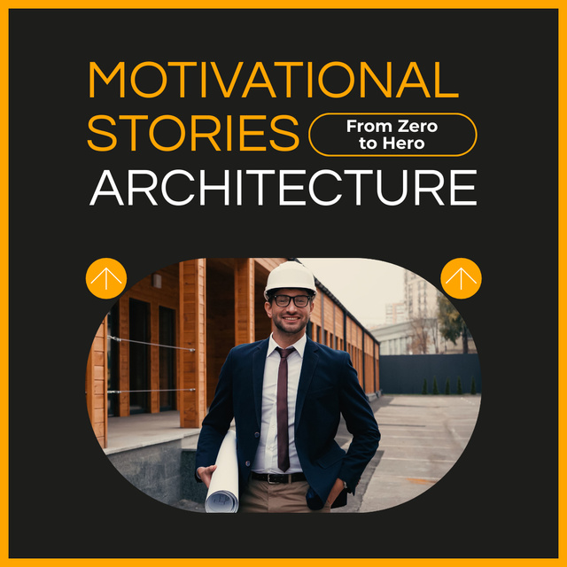 Ad of Motivational Architecture Stories with Architect LinkedIn post Šablona návrhu