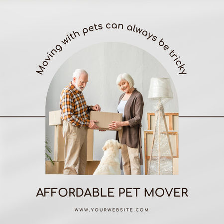 Designvorlage Glückliches älteres Paar mit Hund im neuen Haus für Instagram