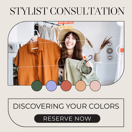 Oferta de consulta de estilista com paleta de cores brilhantes Instagram Modelo de Design
