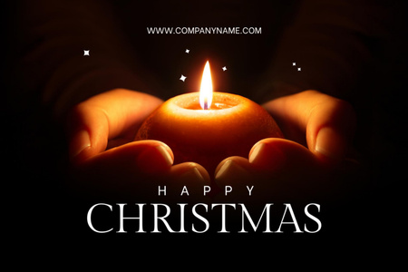 Plantilla de diseño de Festive Christmas Holiday Congrats with Candle In Hands Postcard 4x6in 