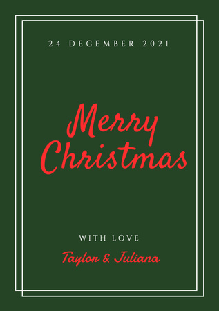 Plantilla de diseño de Saludo navideño con texto escrito a mano en verde Postcard A5 Vertical 