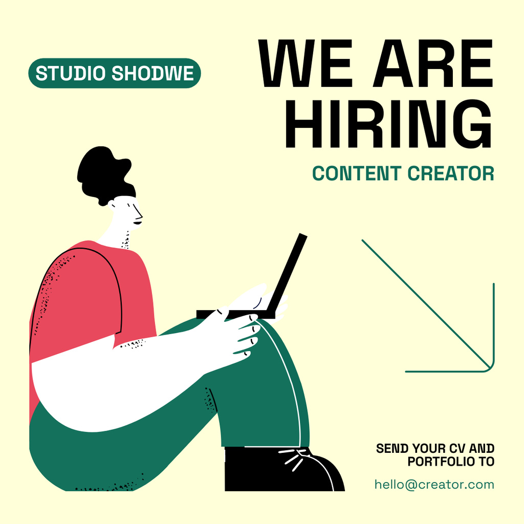 Template di design We Are Hiring Content Creator to Our Studio LinkedIn post