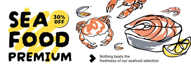 Offer of Premium Seafood with Discount Facebook cover Modelo de Design