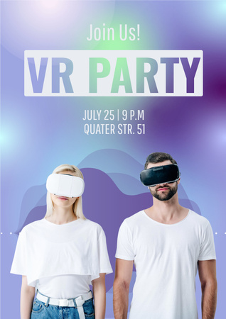 Virtual Party Announcement with Couple Poster Design Template