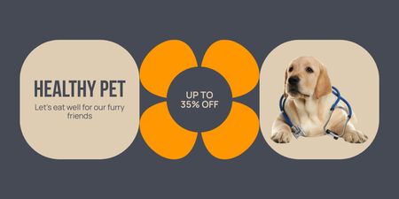 Pet Healthcare Services Offer on Grey Twitter Design Template