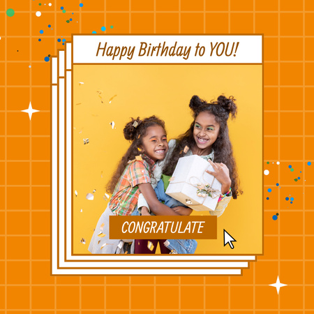 Birthday Congrats With Present And Hugging Animated Post Design Template
