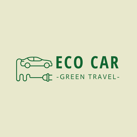 Emblem with Eco Car for Green Travel Logo Design Template