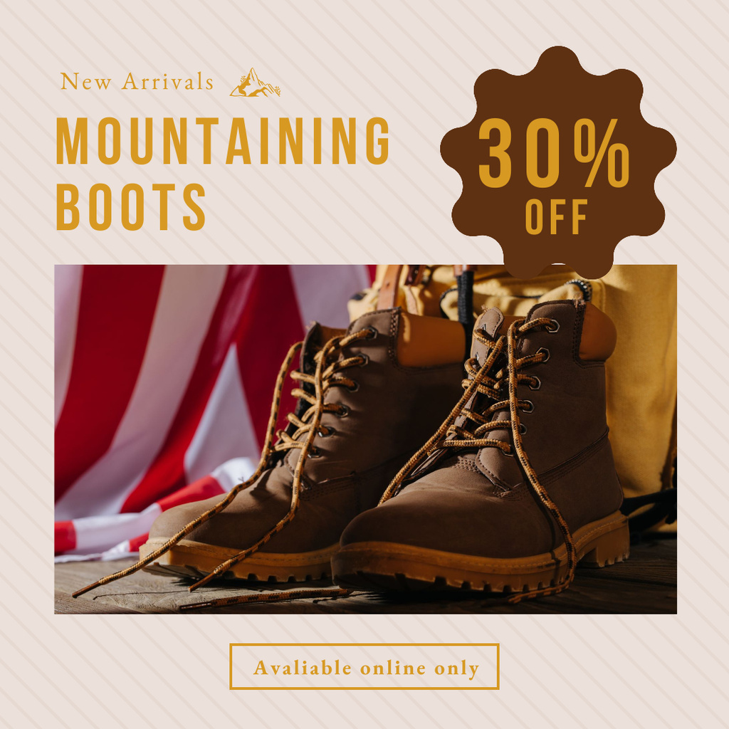 Plantilla de diseño de Mountaineering Boots Ad Instagram AD 