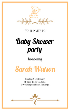 Baby Shower Party at Daisy Tea House Invitation 4.6x7.2in Design Template