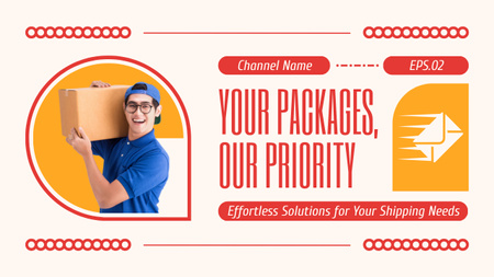 Courier Services for Packages Delivery Youtube Thumbnail Design Template
