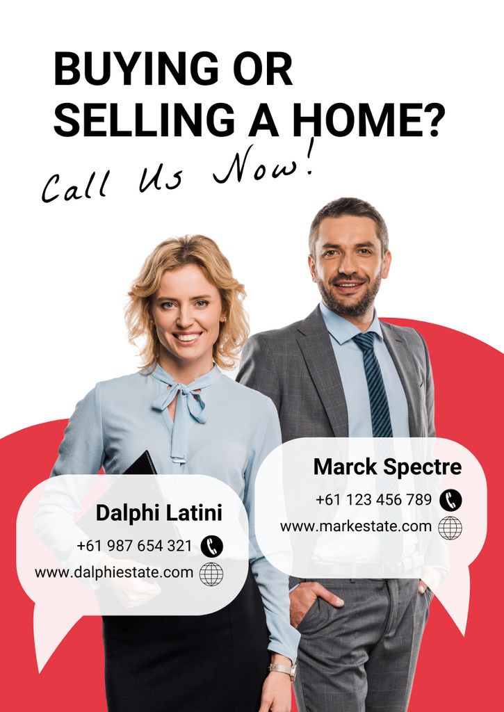 Confident Real Estate Agents Service Offer Poster A3 Πρότυπο σχεδίασης