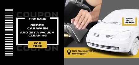 Offer of Car Wash and Vacuum Cleaning for Free Coupon Din Large Design Template