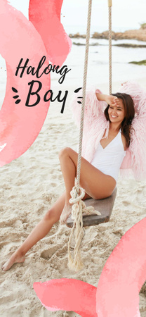 Happy Woman on Beach Swing Snapchat Moment Filter Design Template