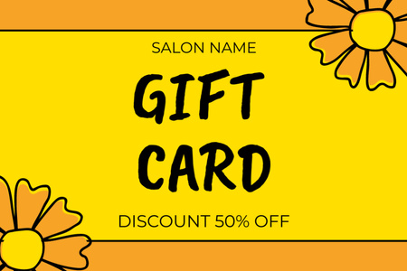 Template di design Beauty Salon Ad with Illustration of Yellow Flowers Gift Certificate