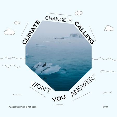 Ontwerpsjabloon van Instagram van Bewustwording van klimaatverandering met smeltende ijsberg