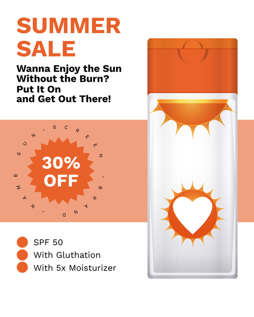 Summer Sale of Sunscreens Instagram Post Vertical Tasarım Şablonu