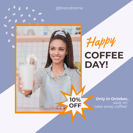 Waitress Holding Coffee Milkshake Instagram Design Template