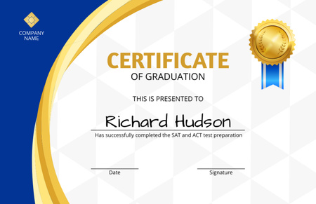 Award of Achievement with Golden Badge of Distinction Certificate 5.5x8.5in Design Template