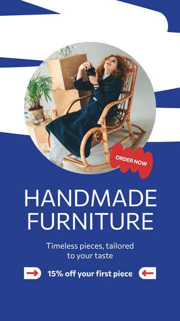 Designvorlage Handmade Furniture at Reduced Prices für Instagram Story