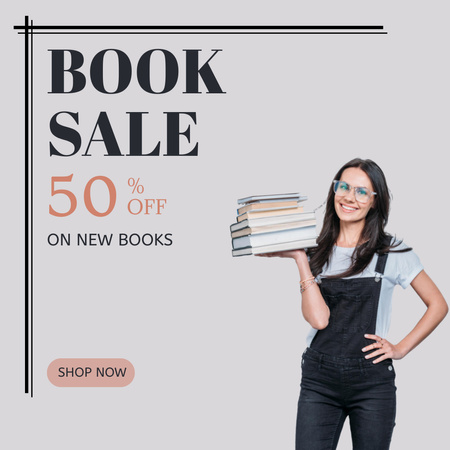 Book Sale Offer with Librarian Instagram Design Template