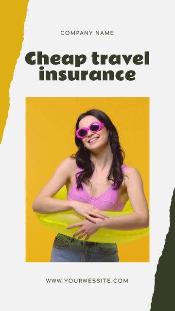 Designvorlage Young Woman in Sunglasses Holding Inflatable Ring  für Instagram Video Story