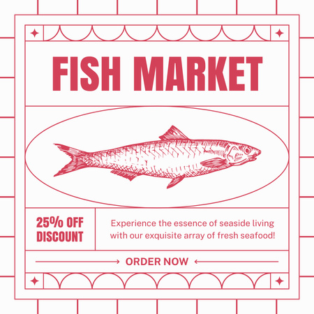 Plantilla de diseño de Mercado de Pescado con Descuento Instagram AD 