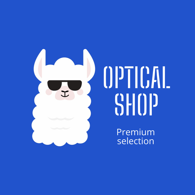 Platilla de diseño Premium Optical Store Promo with Cool Alpaca Animated Logo