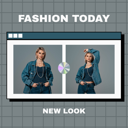 New Fashion Look with Stylish Woman Instagram Design Template
