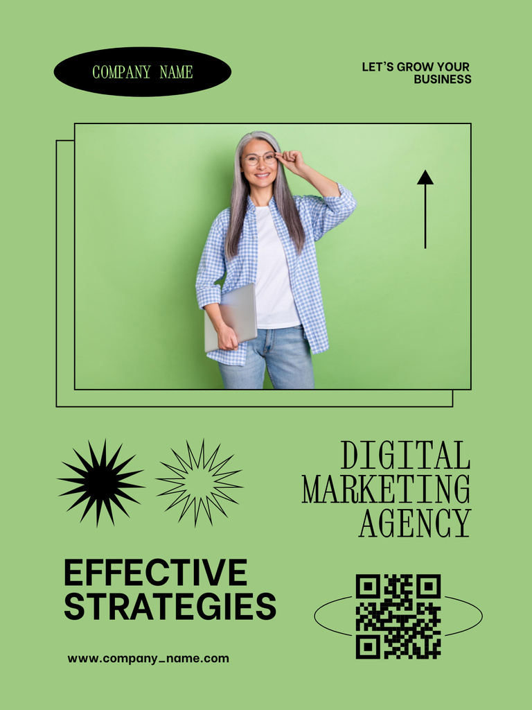 Digital Services with Effective Strategies Poster USデザインテンプレート