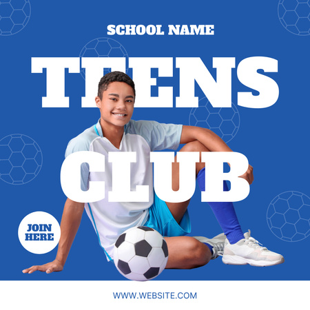 Football Game Club For Teenagers With Ball Instagram Design Template
