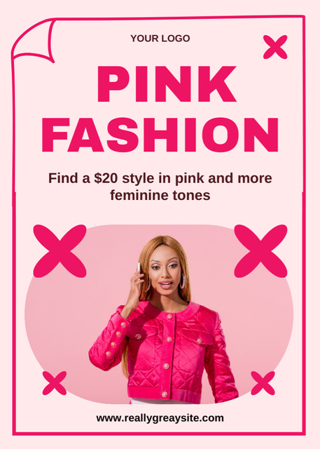 Plantilla de diseño de Promotion of Pink Fashion Collection Flayer 
