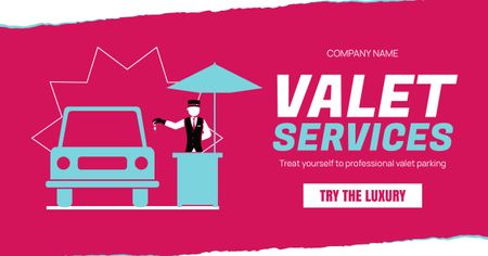 Modèle de visuel Offre de services de paiement pour le service de voiturier sur Pink - Facebook AD