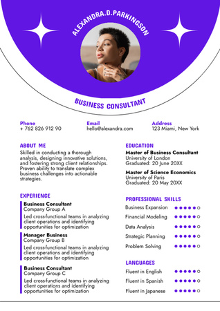 Platilla de diseño Skills of Business Consultant Resume