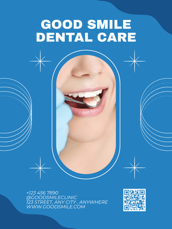 Dental Care Offer with Shiny Teeth Poster US Design Template
