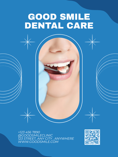 Dental Care Offer with Shiny Teeth Poster US – шаблон для дизайна