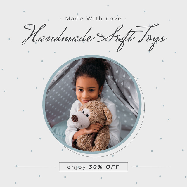 Plantilla de diseño de Discount on Handmade Soft Toys with African American Girl Instagram AD 