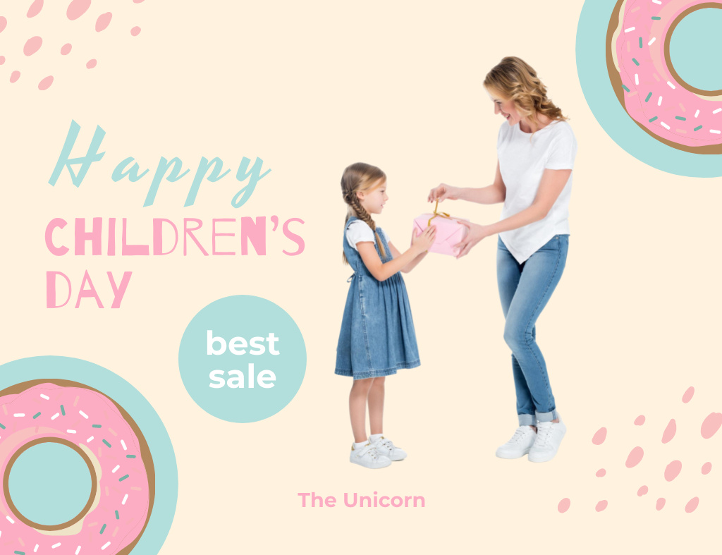 Children's Day Offer of Gifts for Kids Thank You Card 5.5x4in Horizontal Design Template