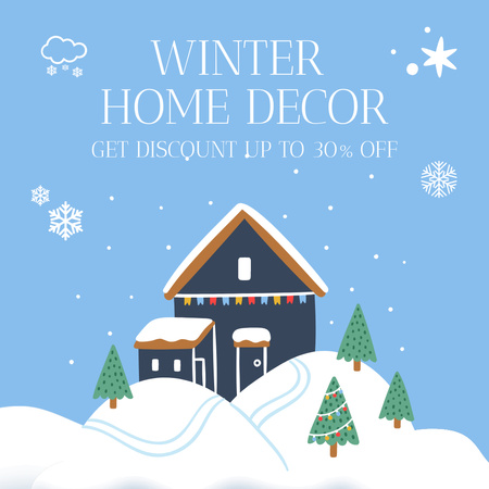 Winter Sale Announcement for Winter Home Decor Instagram AD Design Template