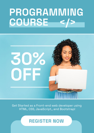 Programming Course Discount Offer Poster Modelo de Design