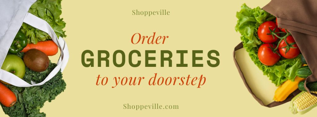 Platilla de diseño Groceries Shop Ad with Fresh Veggies Facebook cover