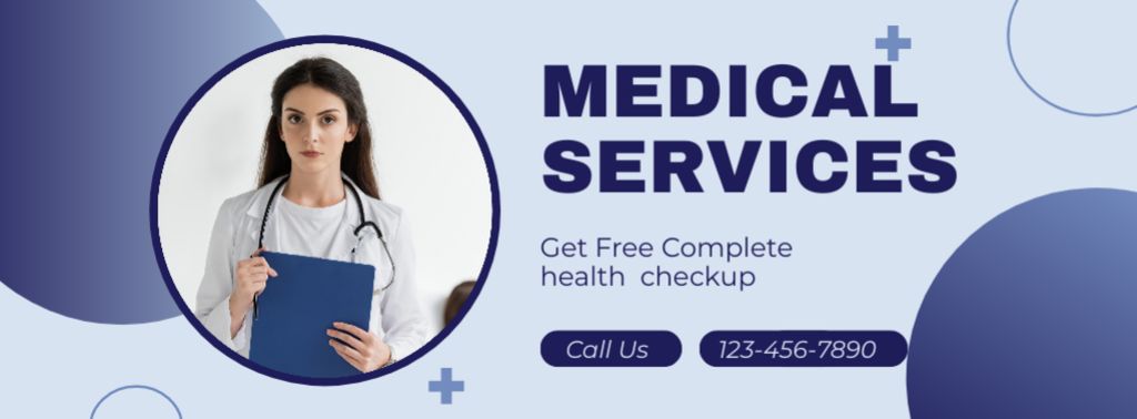 Medical Services with Doctor with Diagnosis Facebook cover Tasarım Şablonu