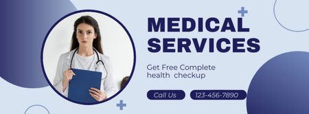 Medical Services with Doctor with Diagnosis Facebook cover Design Template
