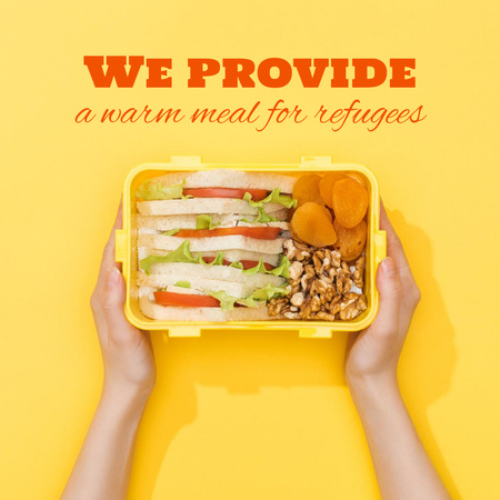 Food Donation Motivation during War in Ukraine with Lunch Box Instagram Design Template