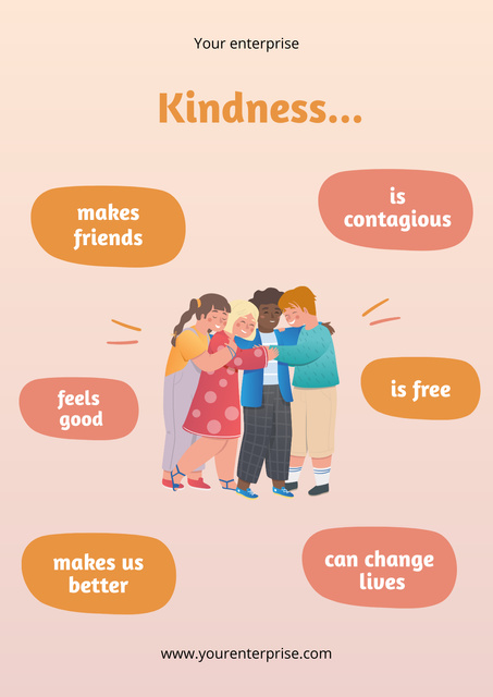 Motivation of Being Kind to People on Beige Poster Design Template