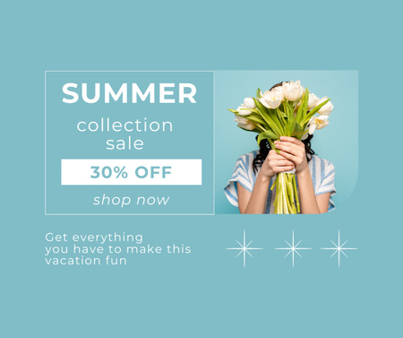 Summer Sale of Fashion Clothes for Women on Blue Facebook Design Template