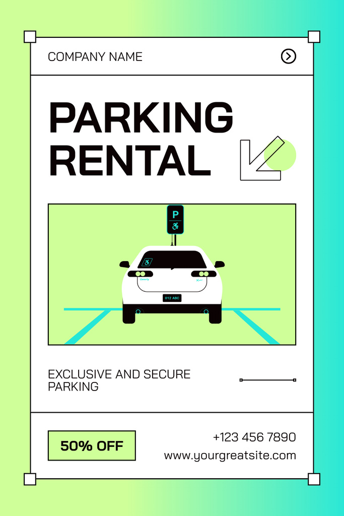 Designvorlage Rent Parking Space at Discount für Pinterest
