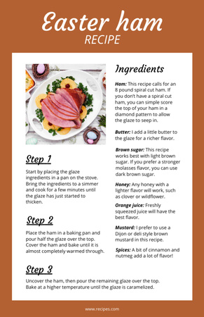 Modèle de visuel Instructions de cuisson du jambon de Pâques - Recipe Card