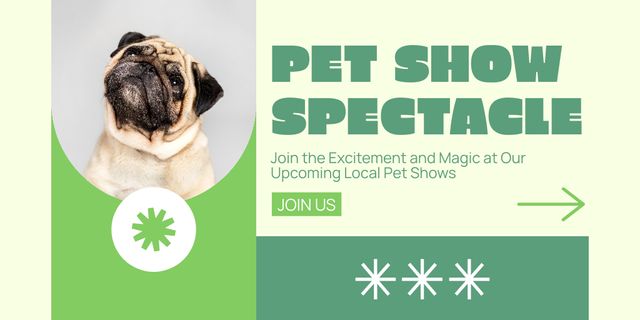 Adorable Pet Show Spectacle Announcement Twitter Modelo de Design